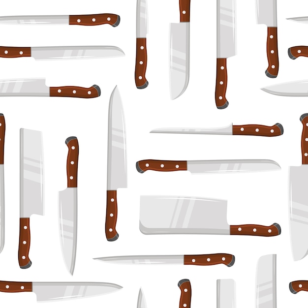 Patrón vectorial con cuchillos de cocina