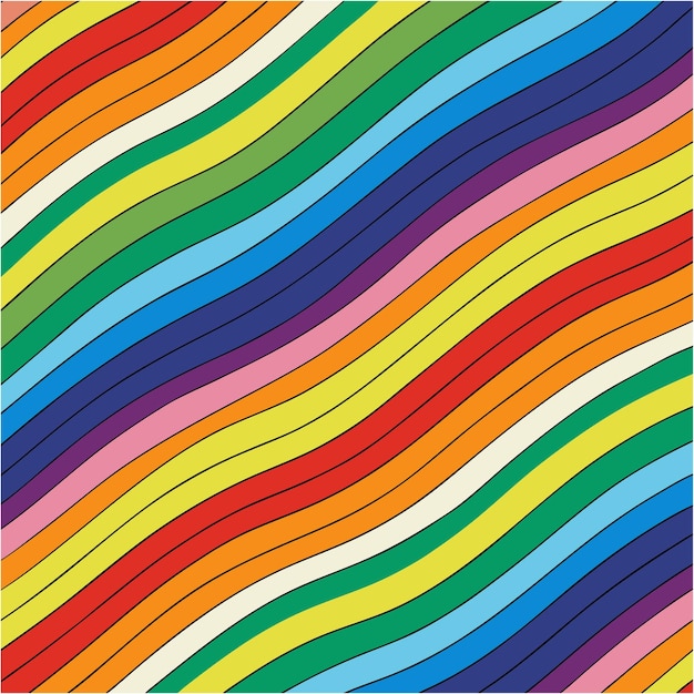Patrón vectorial dibujado a mano sin costuras con rayas irregulares de arco iris