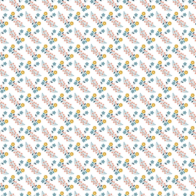 Patrón vectorial estilizado sin costuras con flores y plantas de primavera