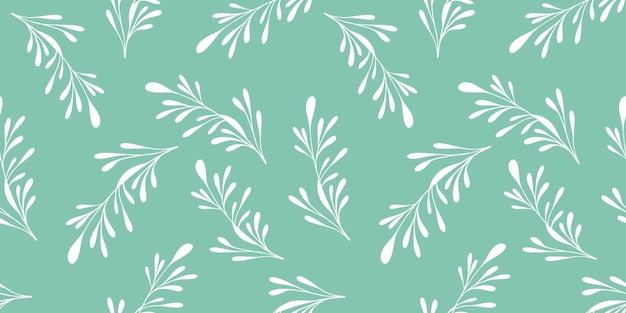 Patrón vectorial floral monocromático sin costuras de menta verde con ramas y hojas para el uso de diseño papel tapiz textil ramas botánicas de palma tropical