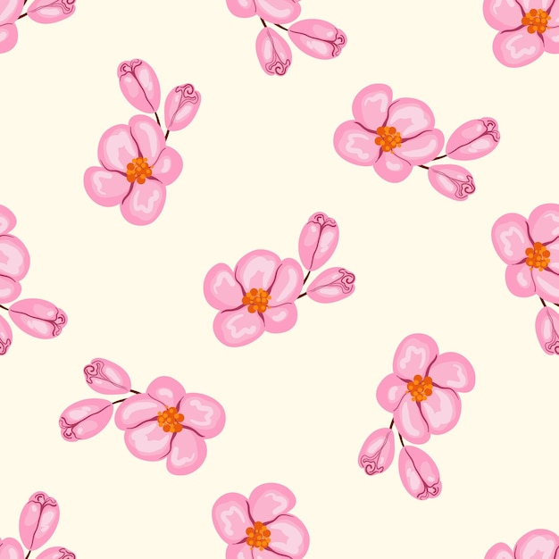 Vector patrón vectorial con flores fondo dibujado a mano