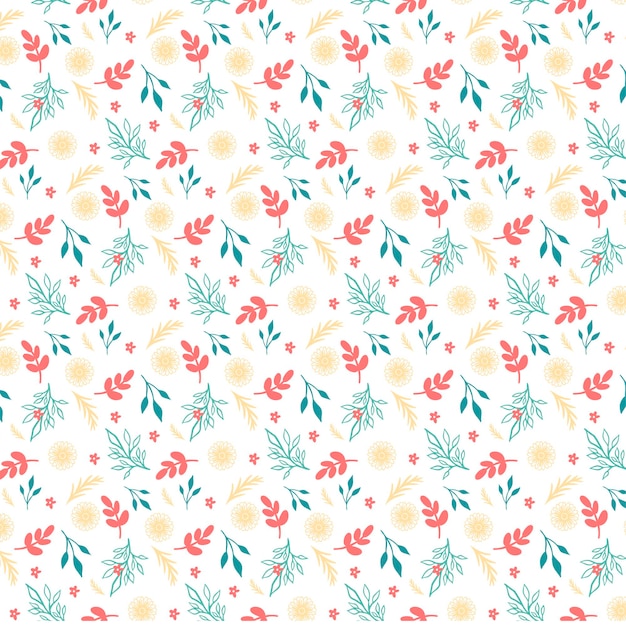 Patrón vectorial con flores, ramas y hojas Ilustración vectorial