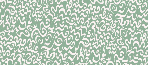 Patrón vectorial de fondo sin costuras dibujado a mano con garabates en el fondo verde