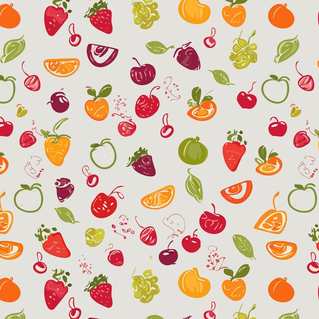 Patrón vectorial de frutas colorido