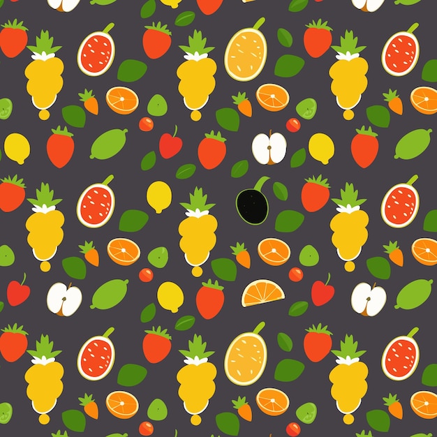 Patrón vectorial de frutas colorido