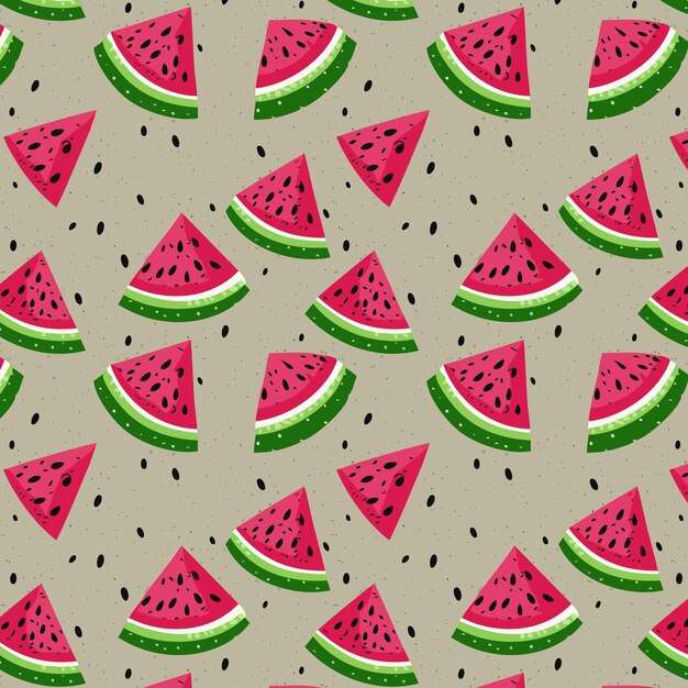 Patrón vectorial de frutas de sandía de colores