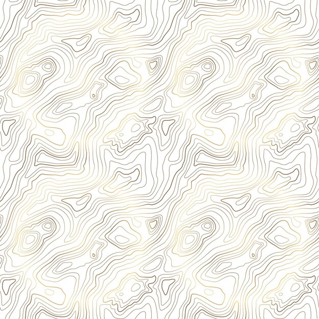 Patrón vectorial geométrico con líneas onduladas en color dorado plantilla de mapa topográfico