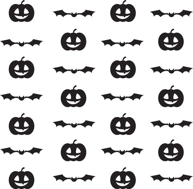 Patrón vectorial de Halloween con murciélagos y calabazas