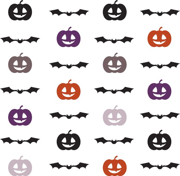 Patrón vectorial de Halloween con murciélagos y calabazas