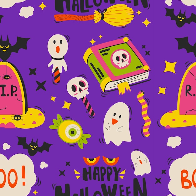 Patrón vectorial de Halloween La textura infinita se puede utilizar para el fondo del patrón de relleno de papel tapiz