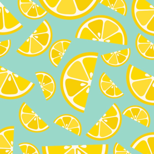 Patrón vectorial hermosos limones en un estilo plano sobre un fondo