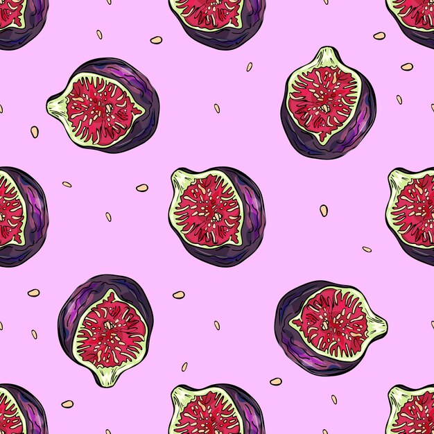 Patrón vectorial higo Frutas higos morados Logotipo icono imprimir logotipo en blanco para diseñadores