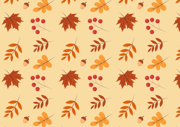 Patrón vectorial con hojas de otoño