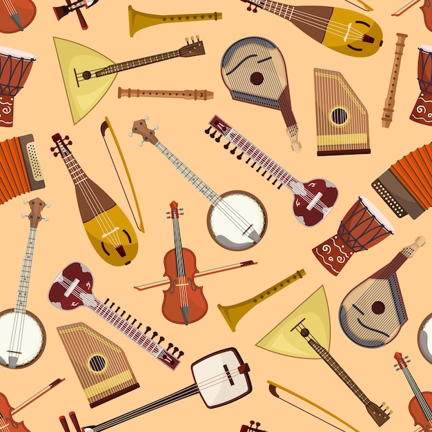 Vector patrón vectorial con instrumentos musicales