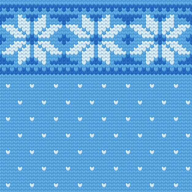 Patrón vectorial de invierno sin costuras con ornamento de jacquard azul suéter de Navidad de punto hecho de lana