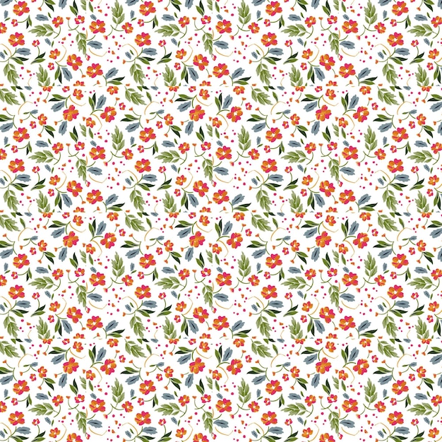 Patrón vectorial lindo en pequeñas flores coloridas fondo azul oscuro patrón floral sin costuras