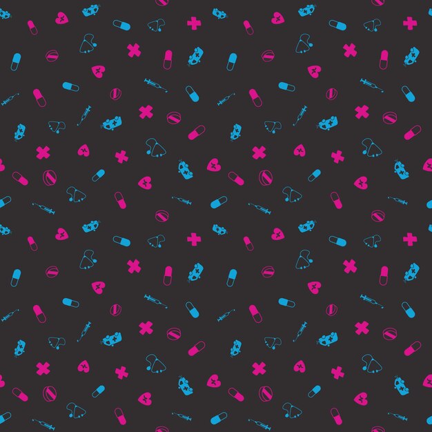 Patrón vectorial médico sin costuras Fondo con iconos de líneas delgadas para el fondo de la presentación papel tapiz de atención médica
