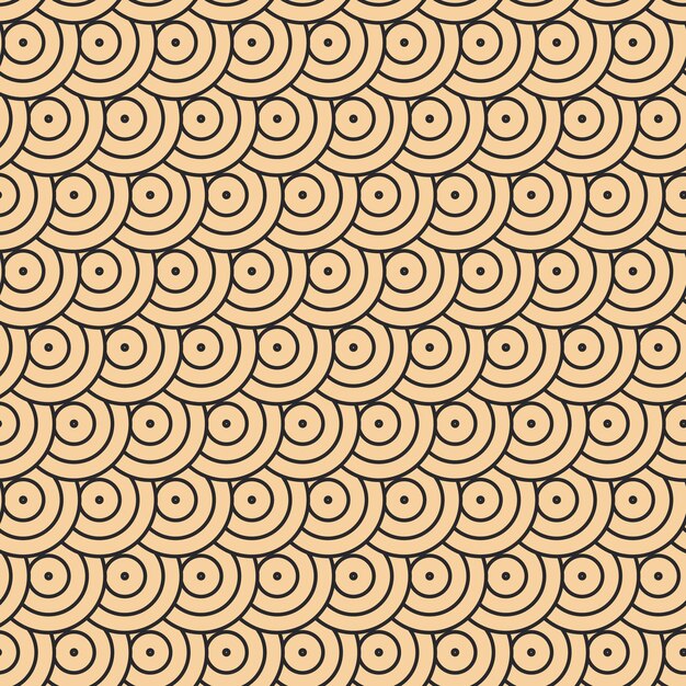 Patrón vectorial moderno en estilo japonés Patrones geométricos negros sobre un fondo dorado círculos en la arena Ilustraciones modernas para fondos de pantalla volantes cubiertas pancartas adornos minimalistas