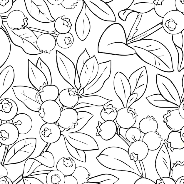 patrón vectorial de la planta de arándanos en fondo blanco