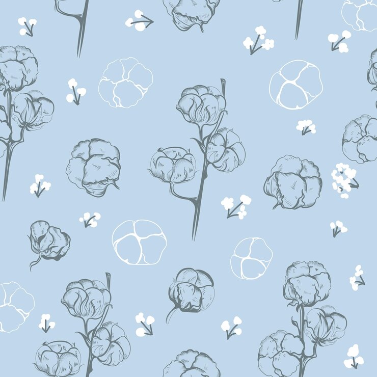 Vector patrón vectorial simple con flores de algodón blanco