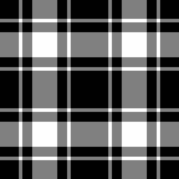 Patrón vectorial de textura de tartán de verificación de fondo con un tejido textil a cuadros sin costuras en colores gris y negro