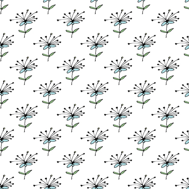 Patrón de verano sin costuras con flores garabateo para impresión decorativa papel de embalaje tarjetas de felicitación papel tapiz y tela