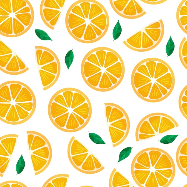 Patrón de verano de refrescantes cítricos Impresión naranja Frutas tropicales Dulces de verano Ilustración vectorial