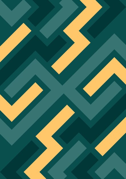 un patrón verde y amarillo con las letras e y m en él
