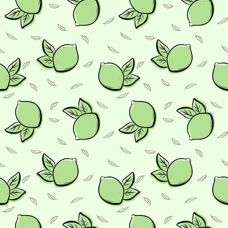 Vector patrón verde claro brillante sin costuras con limas frescas para etiquetas de dibujo de tela impresas en papel tapiz