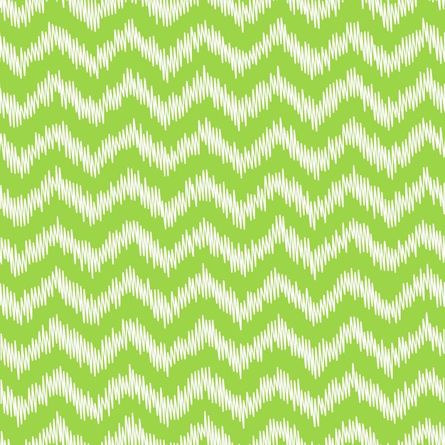 Patrón verde sin costuras con chevron blanco dibujado a mano