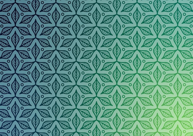 Patrón verde de la hoja de mandala con fondo geométrico