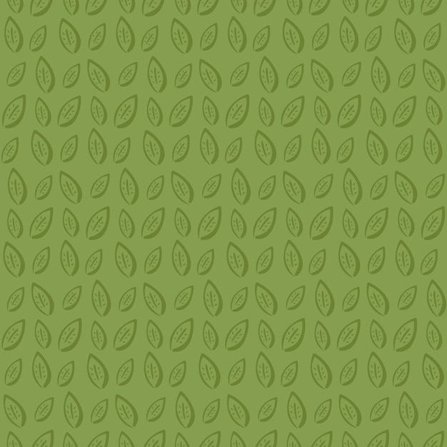 Patrón verde monocromático con hojas dibujadas a mano