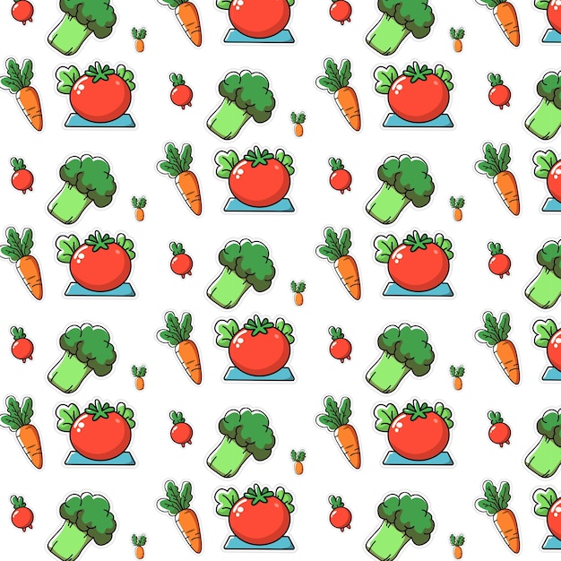 Patrón de verduras sin costuras verduras de dibujos animados