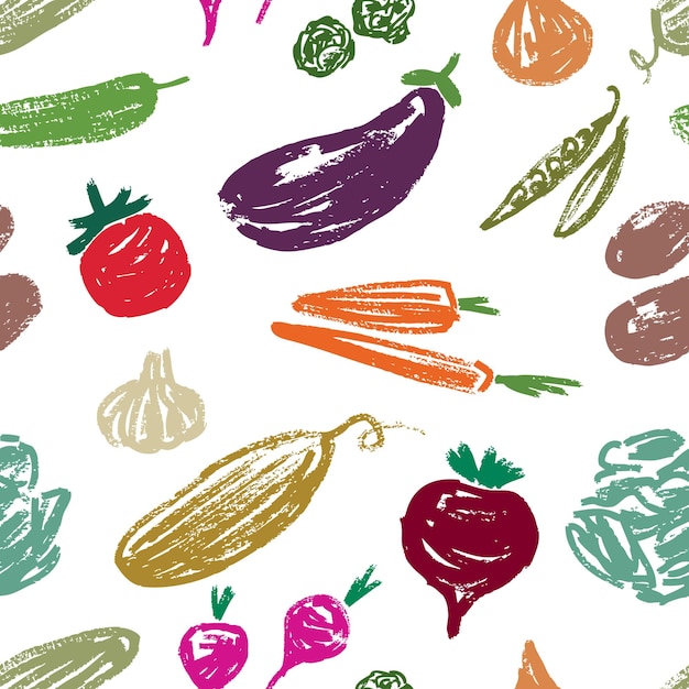 Patrón de las verduras dibujadas.