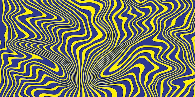 Patrón de viaje ondulado en estilo psicodélico retro Abstracto Vector Swirl Fondo