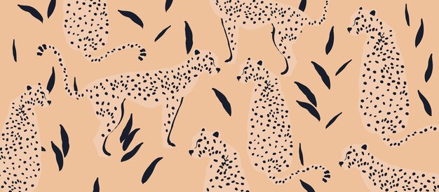 Patrón de vida silvestre moderno y moderno con leopardos