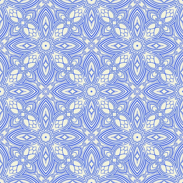 Vector patrón vintage azul en diseño plano