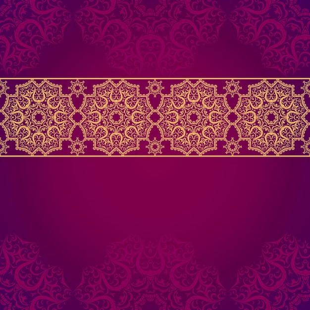 Patrón vintage sin costuras sobre un fondo púrpura en el fondo de pantalla vectorial con un lugar para una inscripción