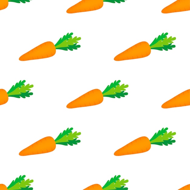 Patrón de zanahoria. Diseño plano sobre fondo blanco. Ilustración de stock vectorial.