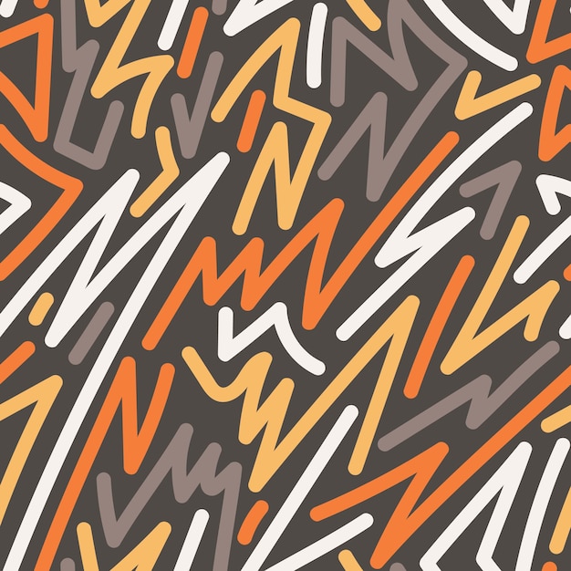 Patrón zigzag abstracto con líneas coloridas en un fondo marrón