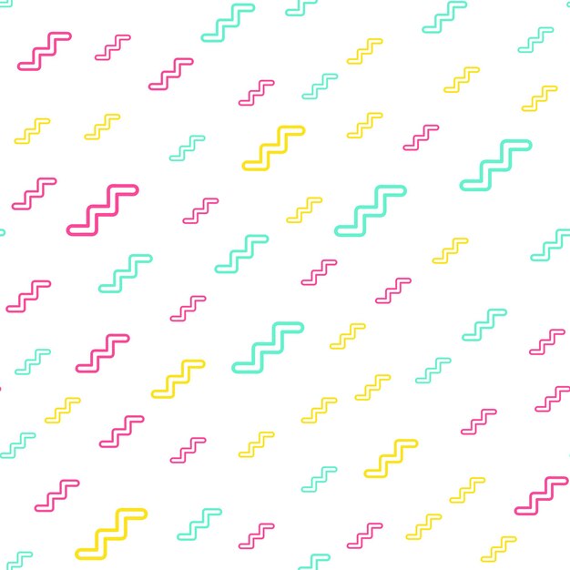 Patrón de zigzag aleatorio, fondo geométrico abstracto en estilo retro de los años 80, 90. Ilustración geométrica colorida