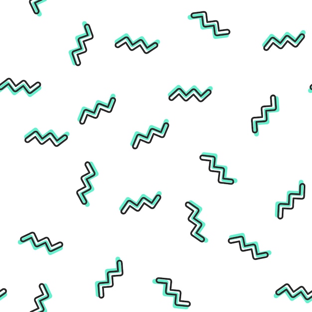 Patrón de zigzag aleatorio, fondo geométrico abstracto en estilo retro de los años 80, 90. Ilustración geométrica colorida