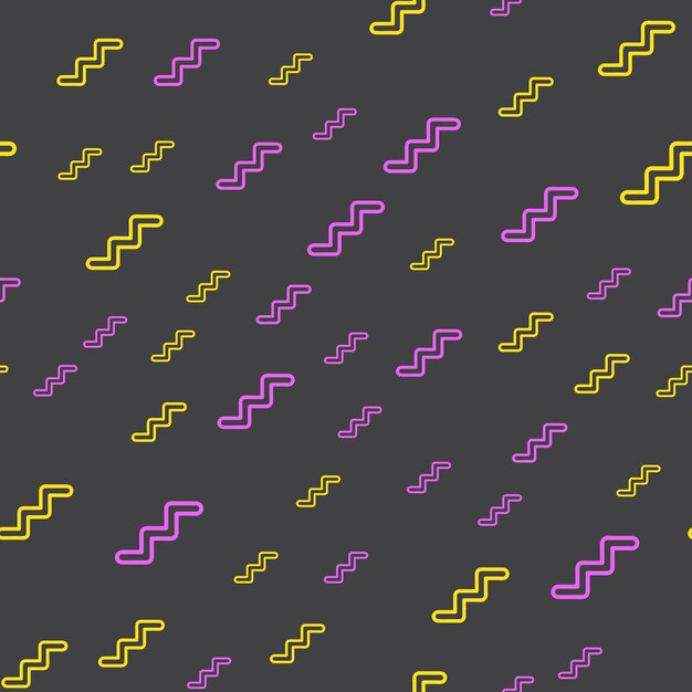 Patrón de zigzag aleatorio, fondo geométrico abstracto en estilo retro de los años 80, 90. Ilustración geométrica colorida