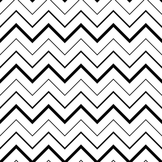 Vector un patrón en zigzag blanco y negro con un fondo blanco