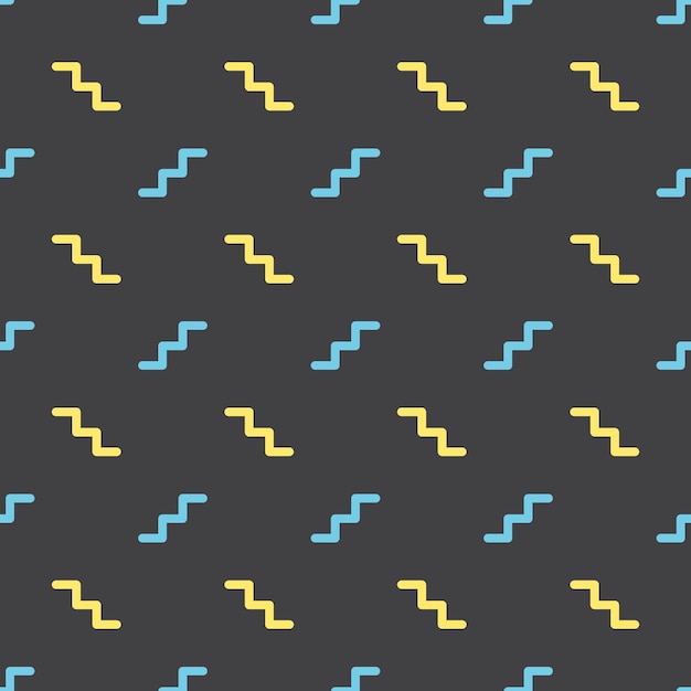Patrón de zigzag, fondo geométrico abstracto en estilo retro de los años 80, 90. Ilustración geométrica colorida