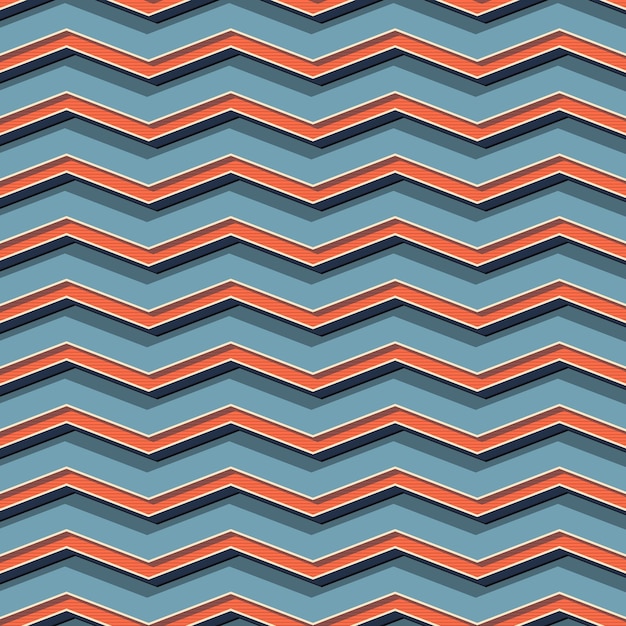 Patrón de zigzag retro, fondo geométrico abstracto en estilo años 80, 90. Ilustración simple geométrica