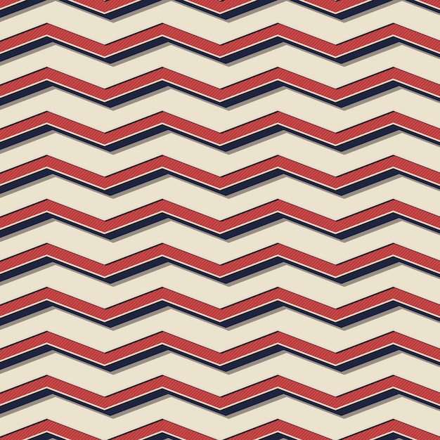 Patrón de zigzag retro, fondo geométrico abstracto en estilo años 80, 90. Ilustración simple geométrica