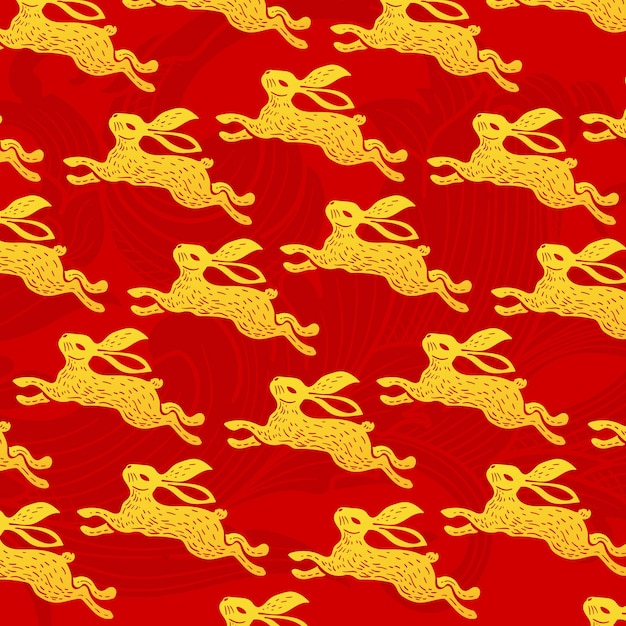 Patrón de zodiaco de conejo de año nuevo chino