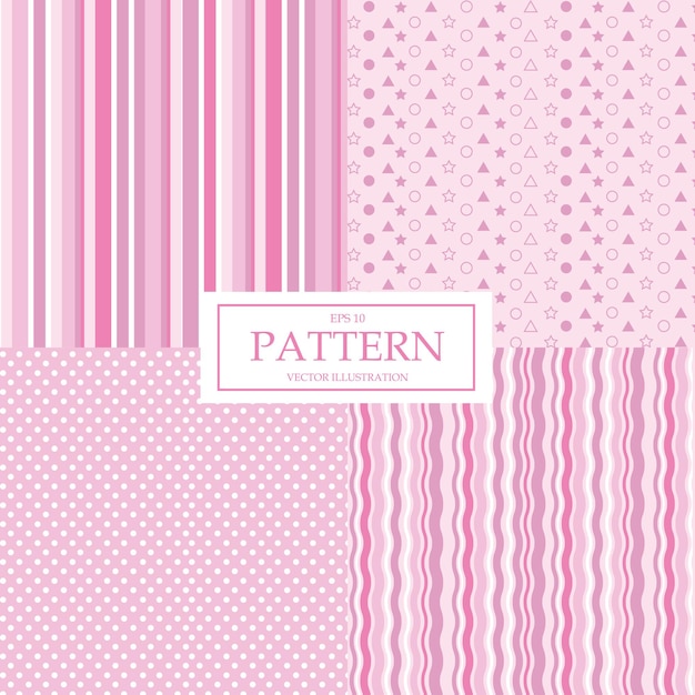 Patrones de 4 piezas en rosa delicado - color blanco - Vector