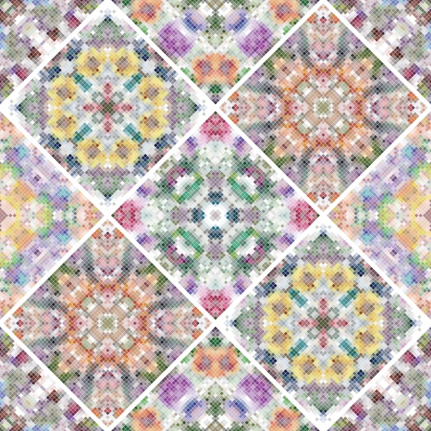 Patrones abstractos en el conjunto de mosaicos. Ideal para imprimir en tela o papel.